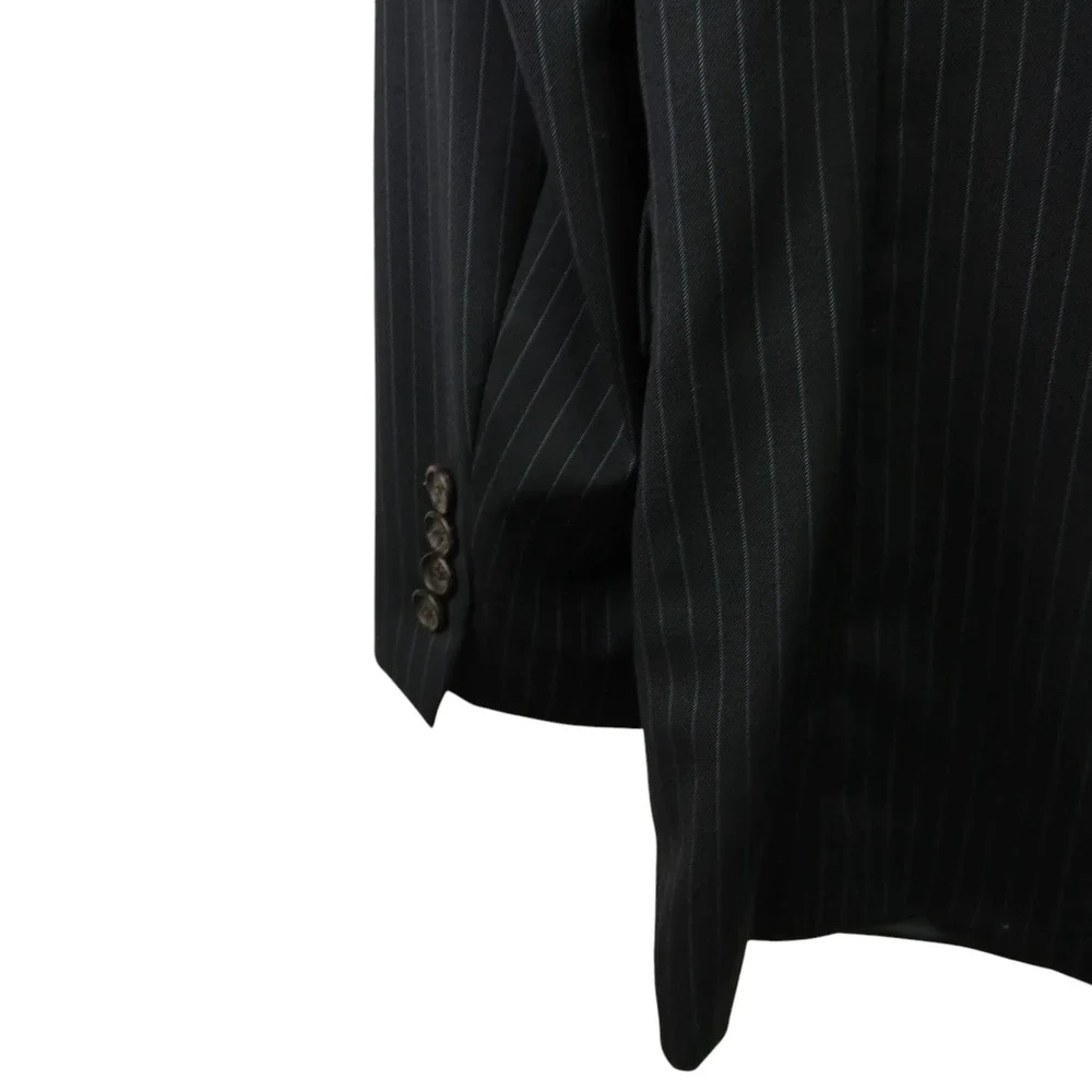 Lauren Ralph Lauren Mens SZ 40L 100% Wool Black Pinstriped 2 Button Blazer